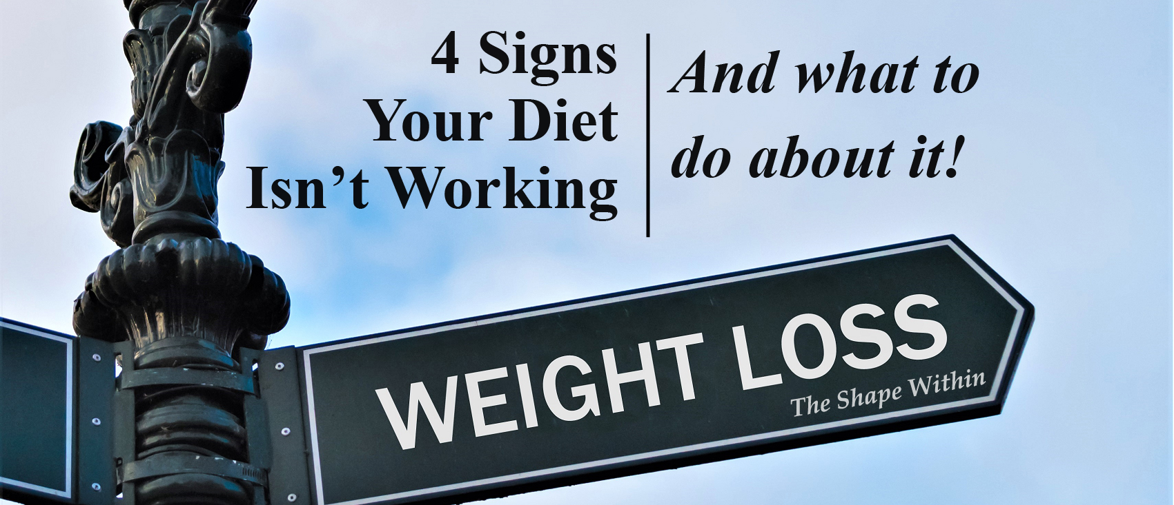 Weight loss street sign with blue sky background