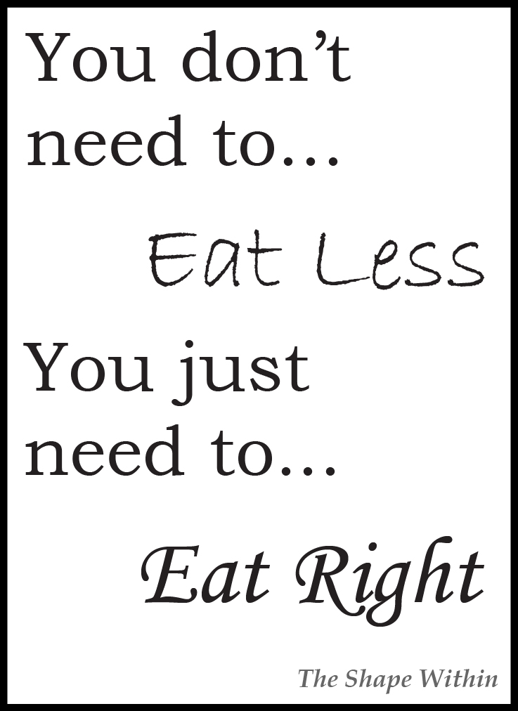 "You don't need to eat less, you just need to eat right" - Weight Loss Motivation | TheShapeWithin.com