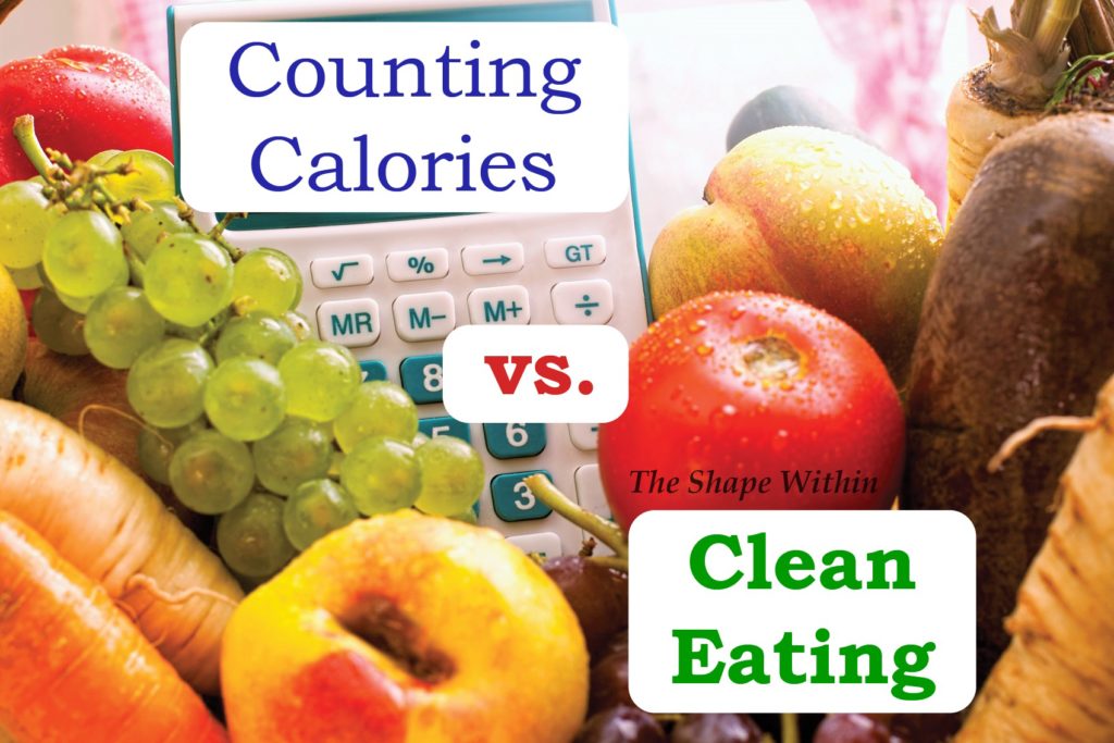 Healthy food and calculator in a basket- When comparing clean eating vs calorie counting for weight loss, healthy dieting is by far the most effective method for losing weight