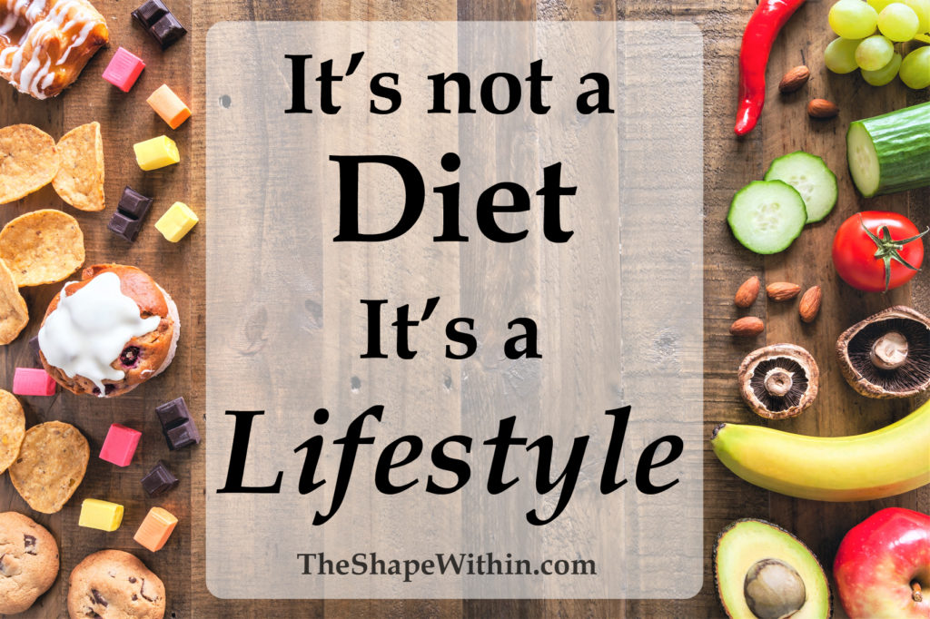 "It's not a diet, it's a lifestyle," Quote written near healthy food