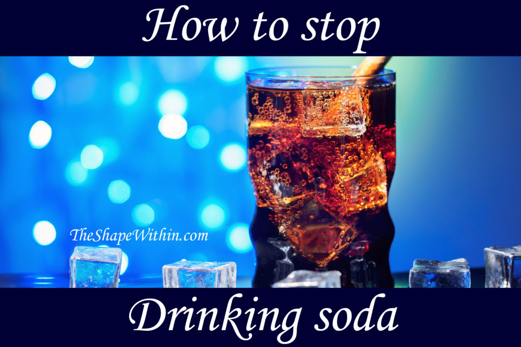A cup of soda and ice with a blue background- Learn how to stop drinking soda so that you can burn more fat and each your weight loss goals