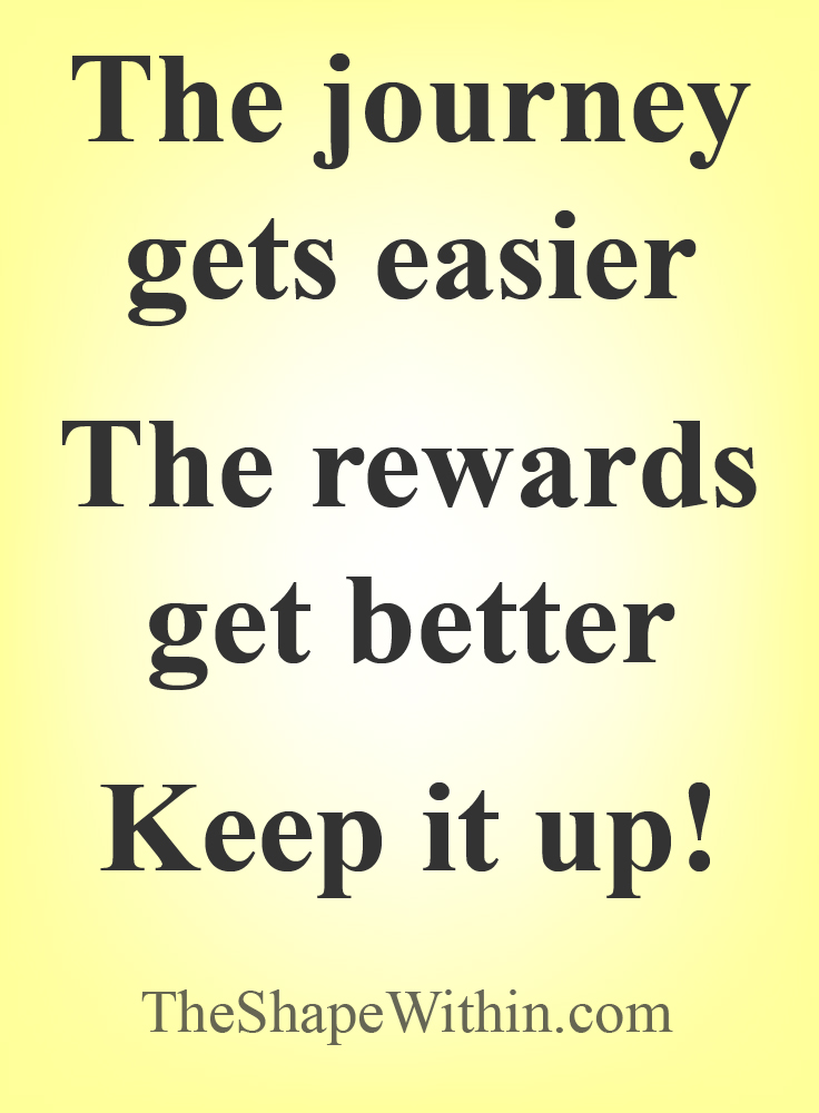 "The journey gets easier, the rewards get better" - Motivational quote | TheShapeWithin.com