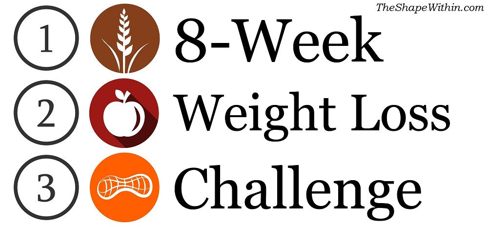 Graphic for the 8 Week Weight Loss Challenge Free PDF Version that shows the step by step method used for the 8 week challenge diet and exercise plan