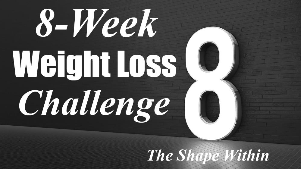The free 8 week challenge diet and exercise plan- A brightly lit 3 dimensional number 8 standing against a dark wall