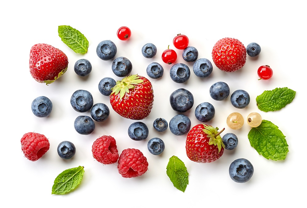 Berries on a white background extra credit step- The 7 day diet challenge