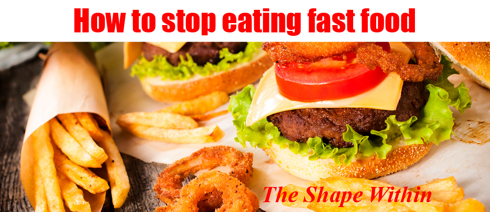 French fries and a hamburger sitting on a sandwich wrapper- How to stop eating fast food and bring more healthy foods into your life